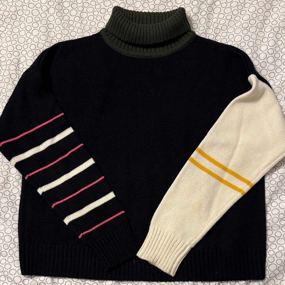 RACHEL Rachel Roy Black and Cream Turtleneck Sweater